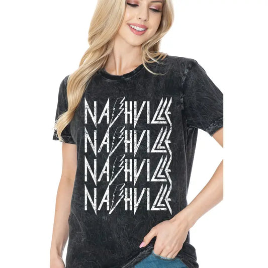 Nashville - Mineral Wash Charcoal Grey Tee